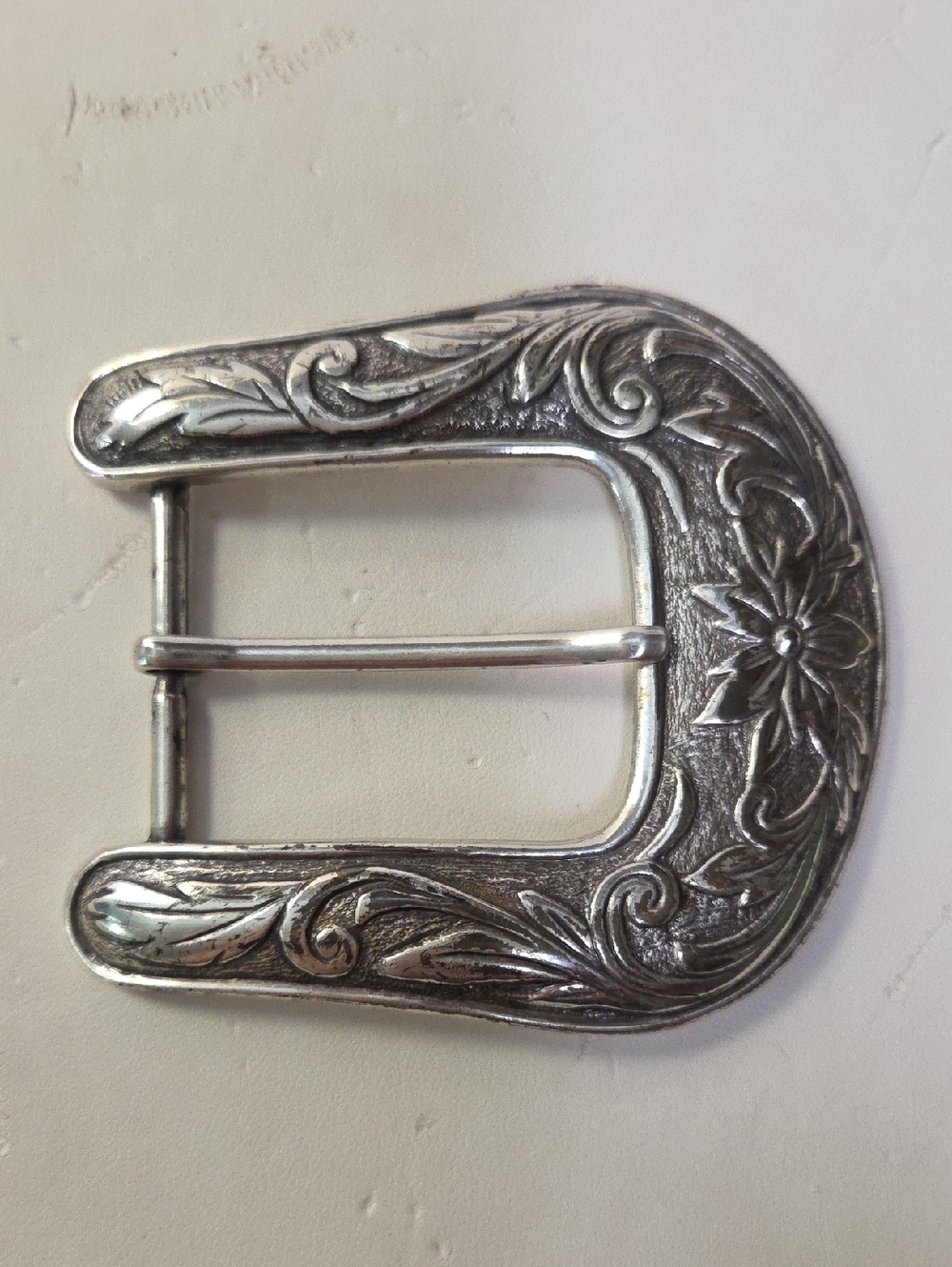 Embroidered Floral Silver Belt Buckle - Women Accessories